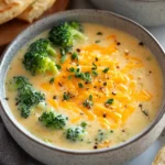 A delicious plate of Creamy Broccoli Cheddar Soup