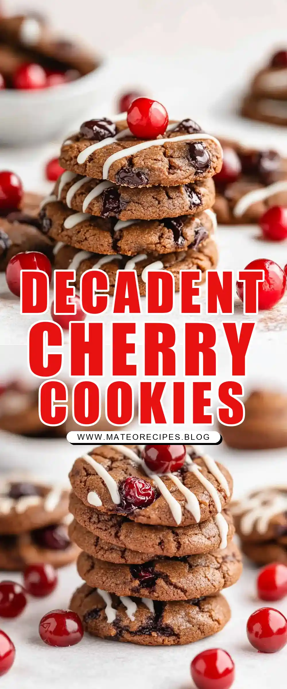 Pinterest pin (Design 1) for Chocolate Cherry Cookies
