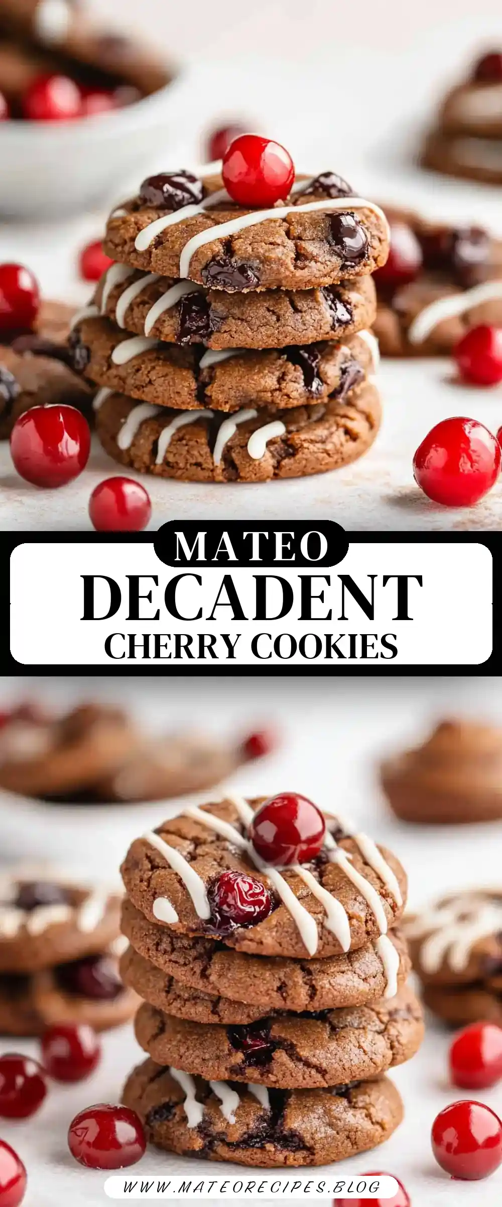Pinterest pin (Design 3) for Chocolate Cherry Cookies