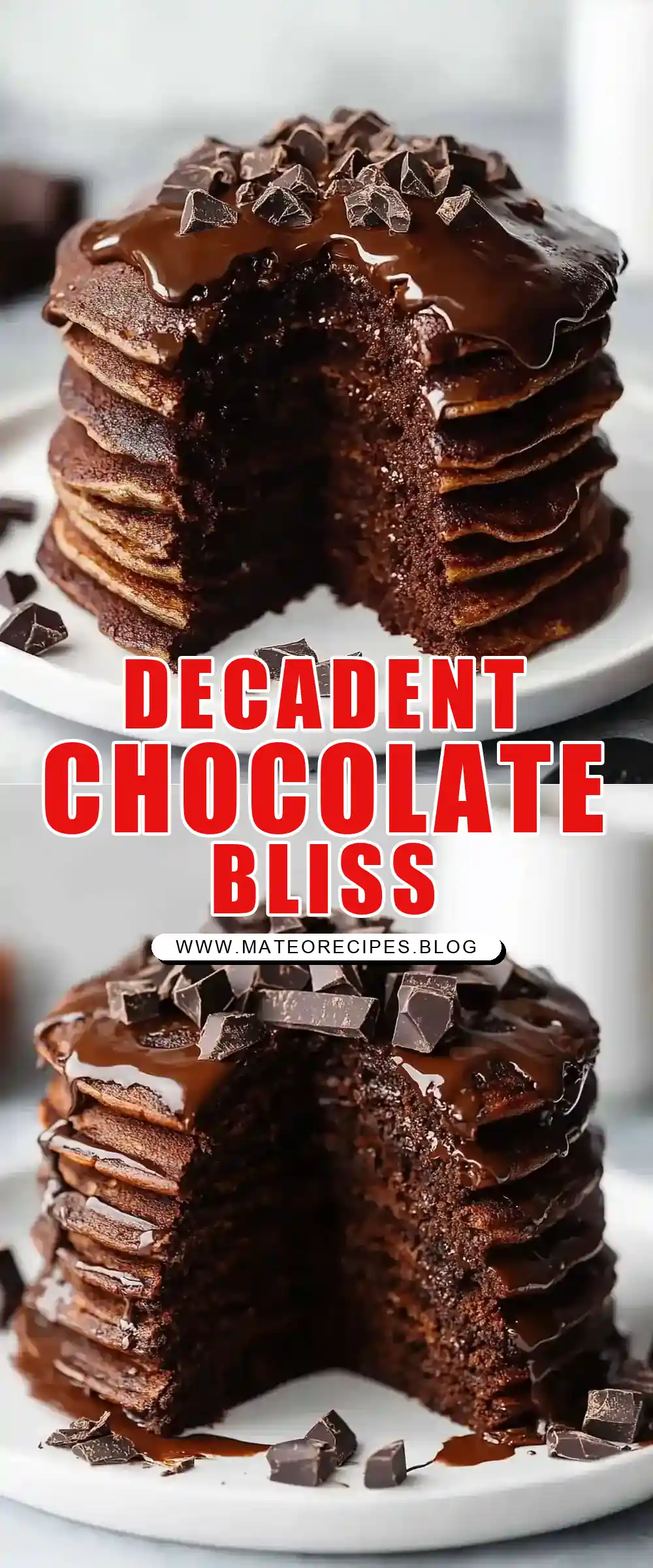 Pinterest pin (Design 1) for Chocolate Pancakes