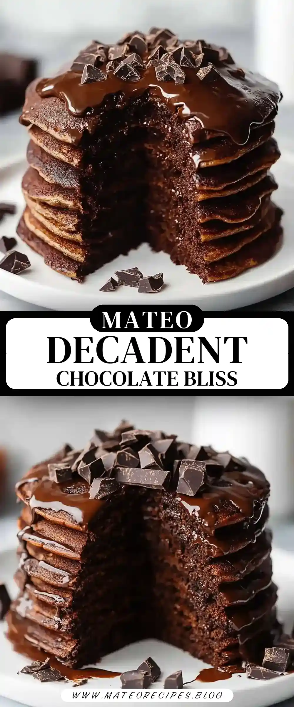 Pinterest pin (Design 3) for Chocolate Pancakes