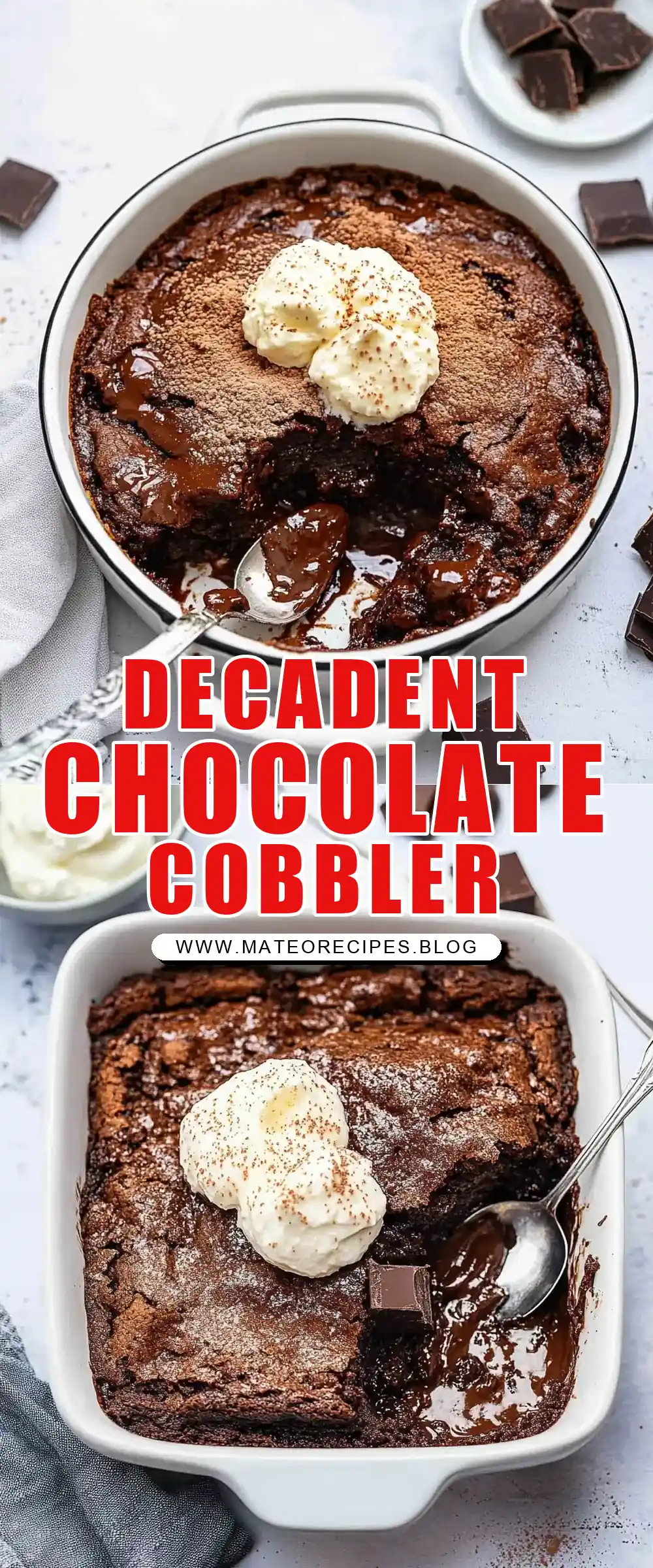 Pinterest pin (Design 1) for Chocolate Cobbler Recipe
