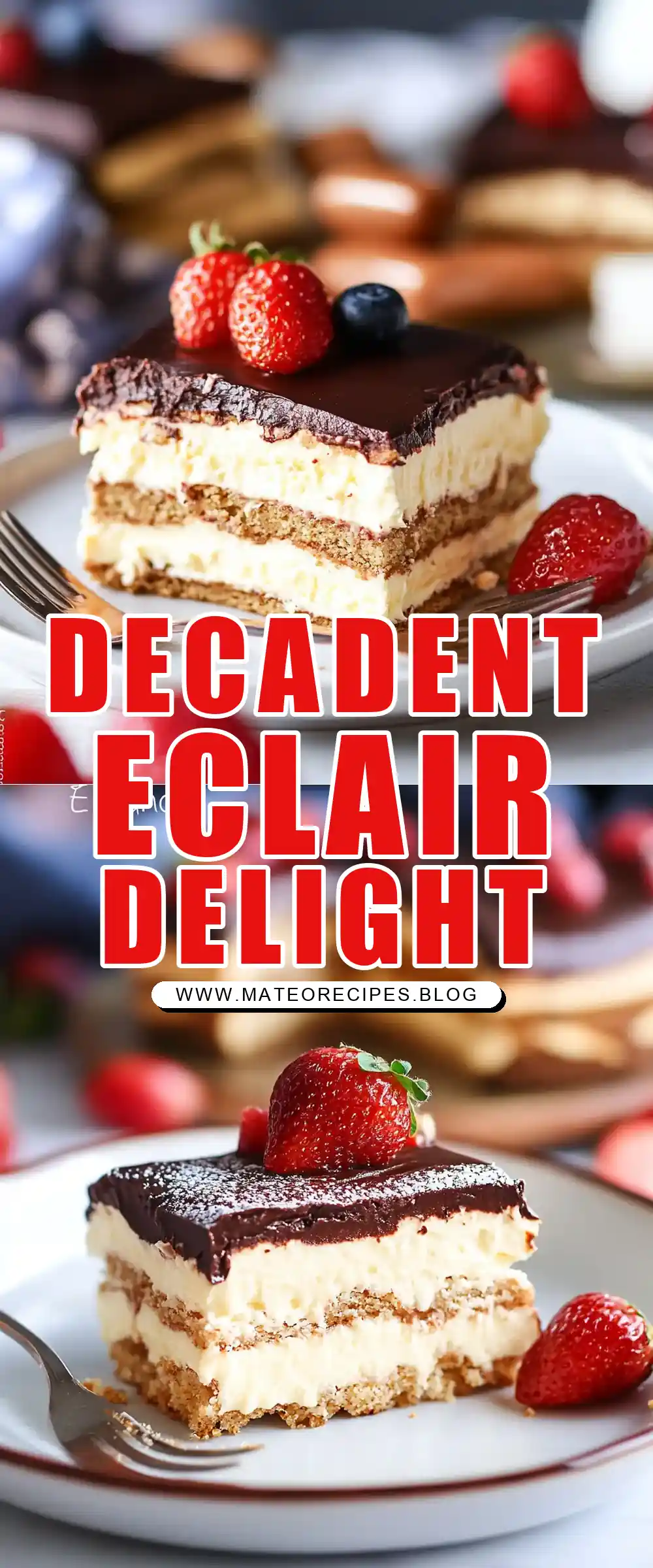 Pinterest pin (Design 1) for Eclair Cake