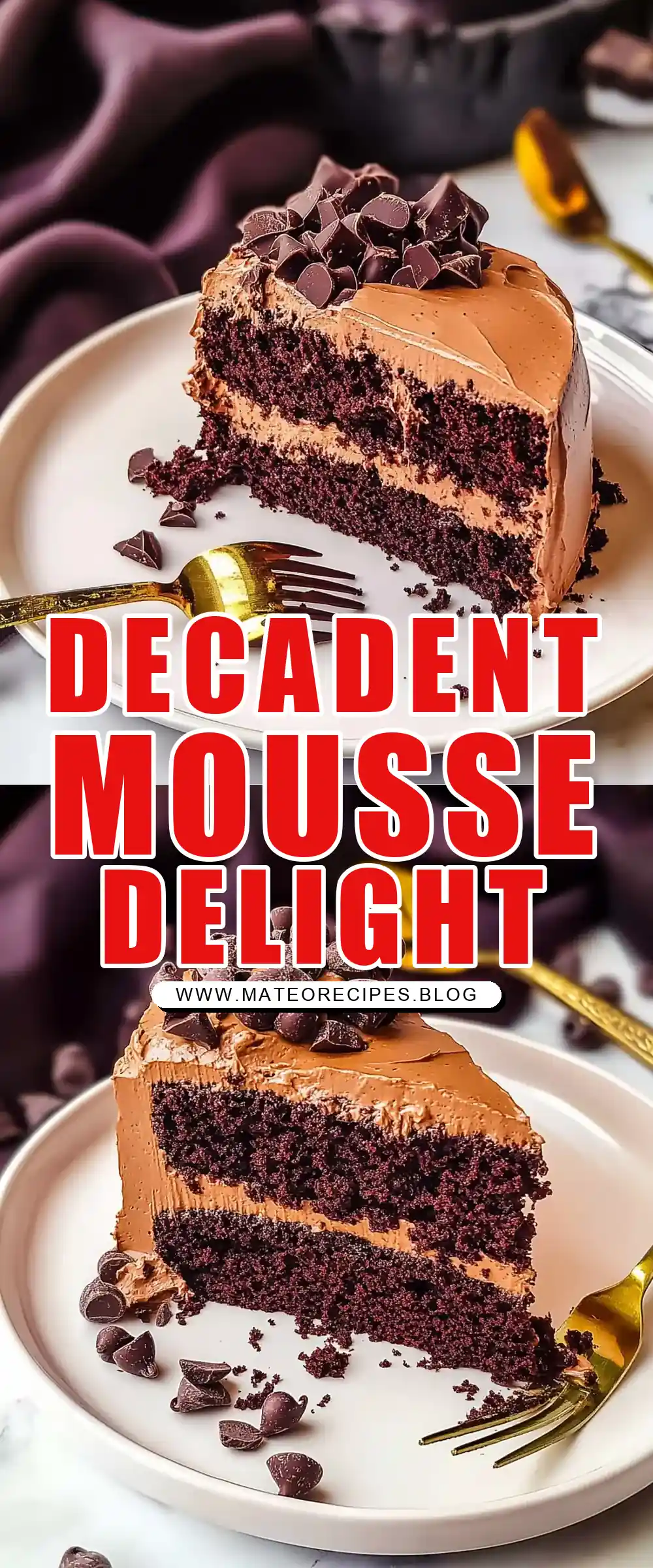 Pinterest pin (Design 1) for Chocolate Mousse Cake