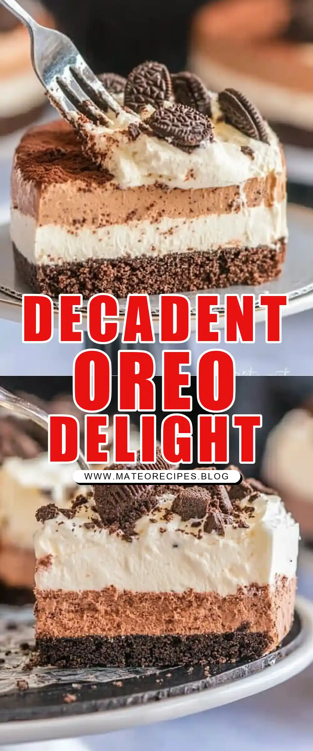 Pinterest pin (Design 1) for Oreo Mousse Cake