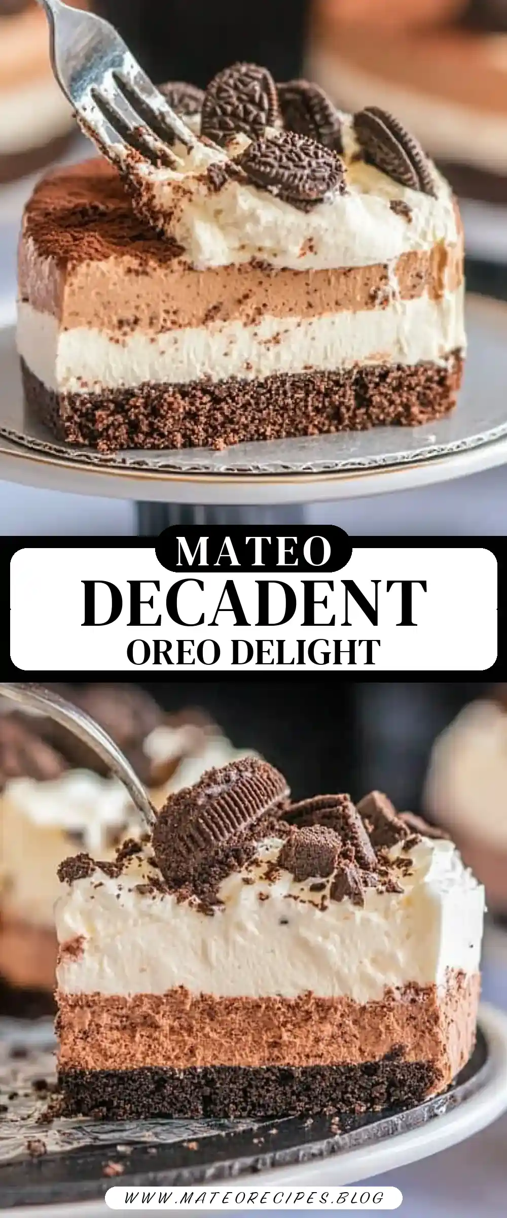 Pinterest pin (Design 3) for Oreo Mousse Cake