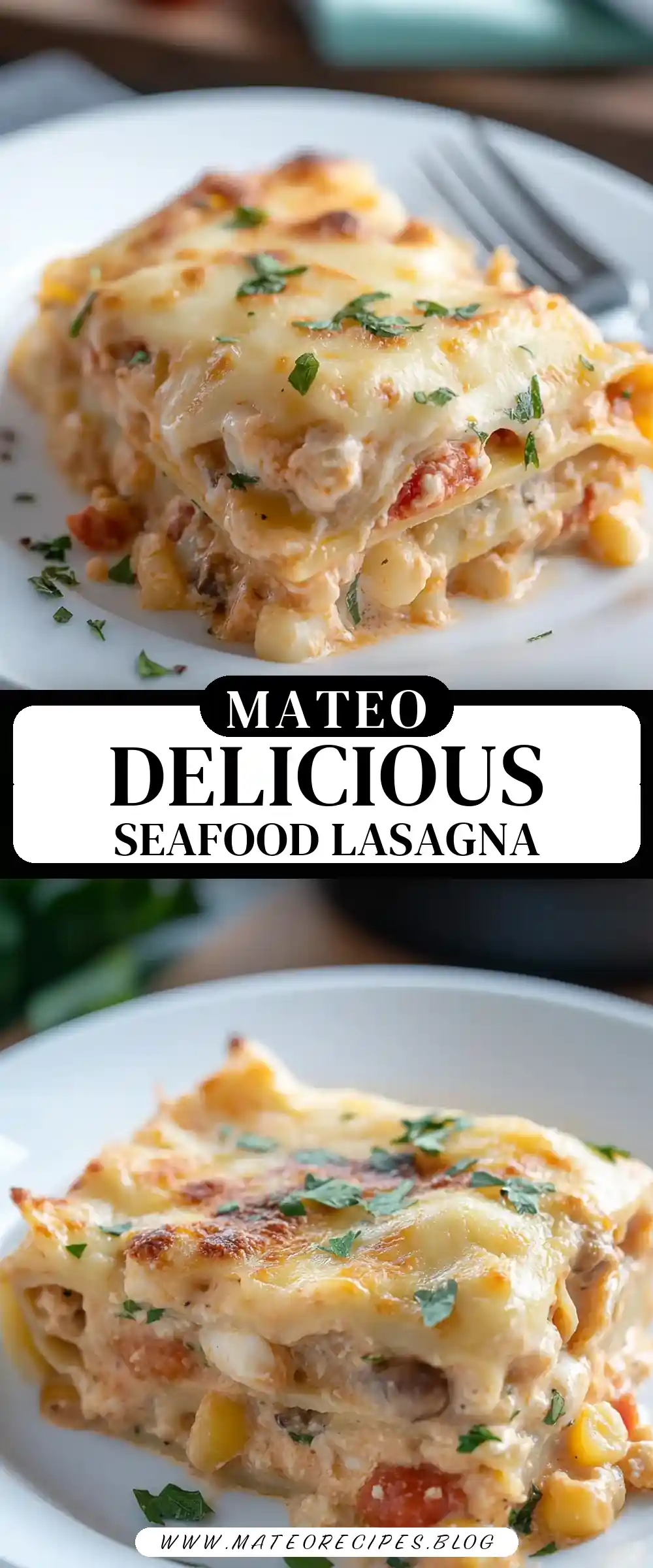 Pinterest pin (Design 3) for Seafood Lasagna
