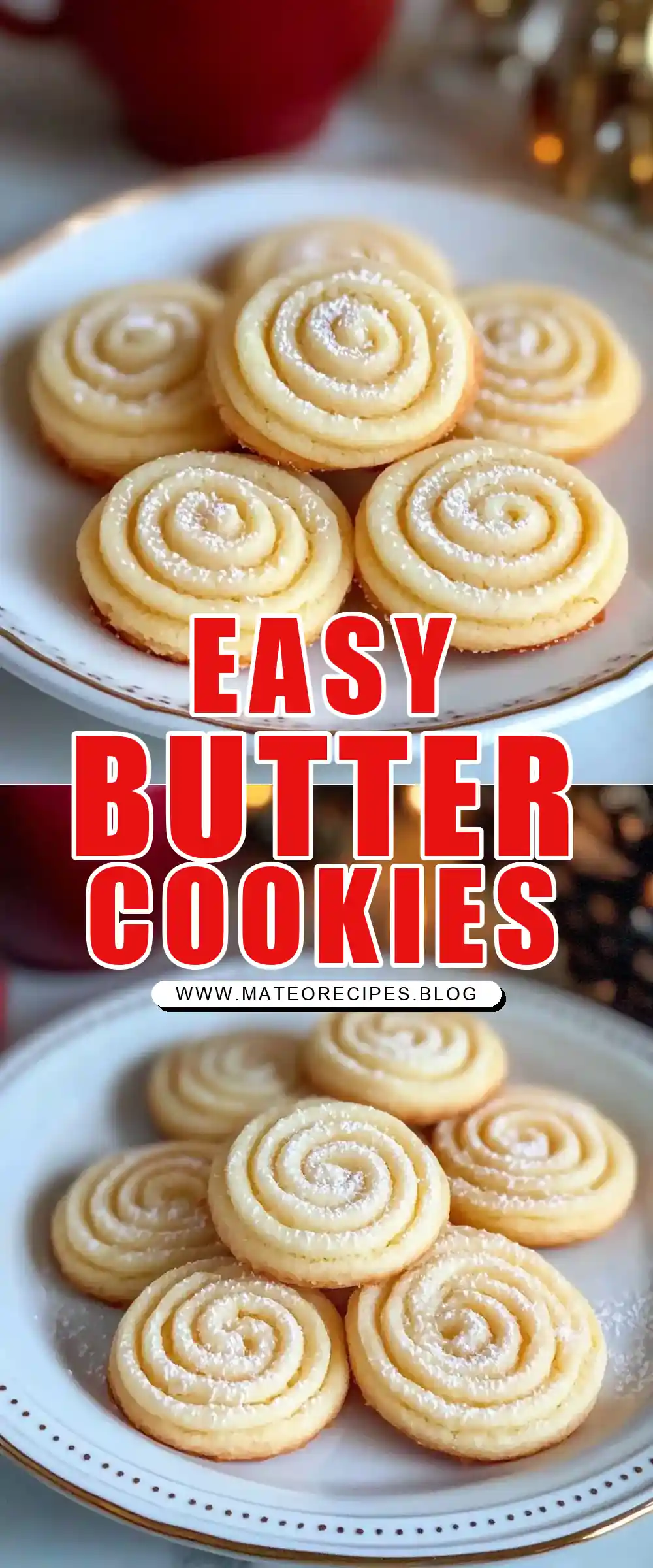 Pinterest pin (Design 1) for 3-Ingredient Butter Cookies 🍪💖