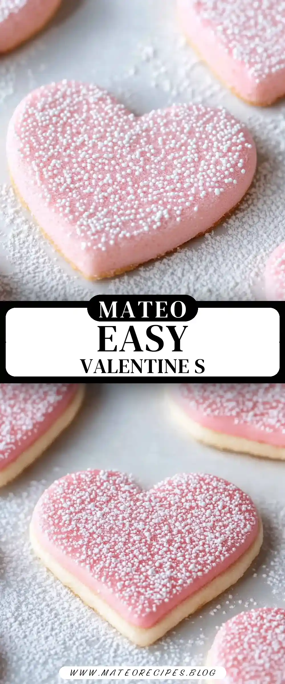 Pinterest pin (Design 3) for Fast and Easy Valentine's Sugar Cookies