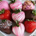 A delicious plate of Easy Chocolate Covered Strawberries