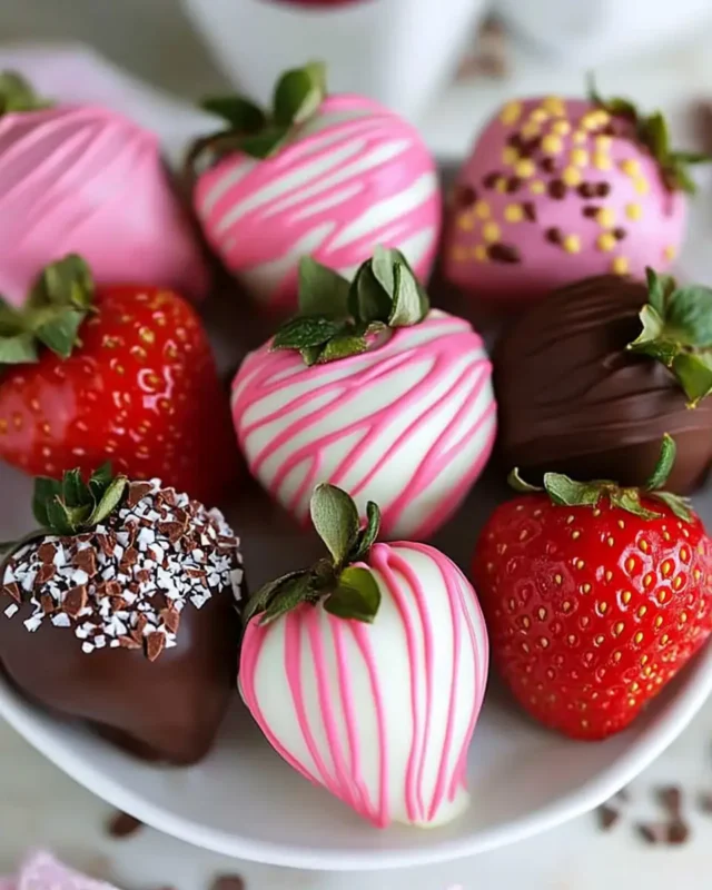 A delicious plate of Easy Chocolate Covered Strawberries