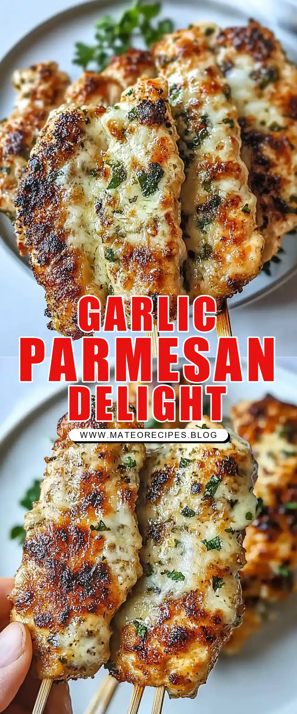 Pinterest pin (Design 1) for Garlic Parmesan Chicken