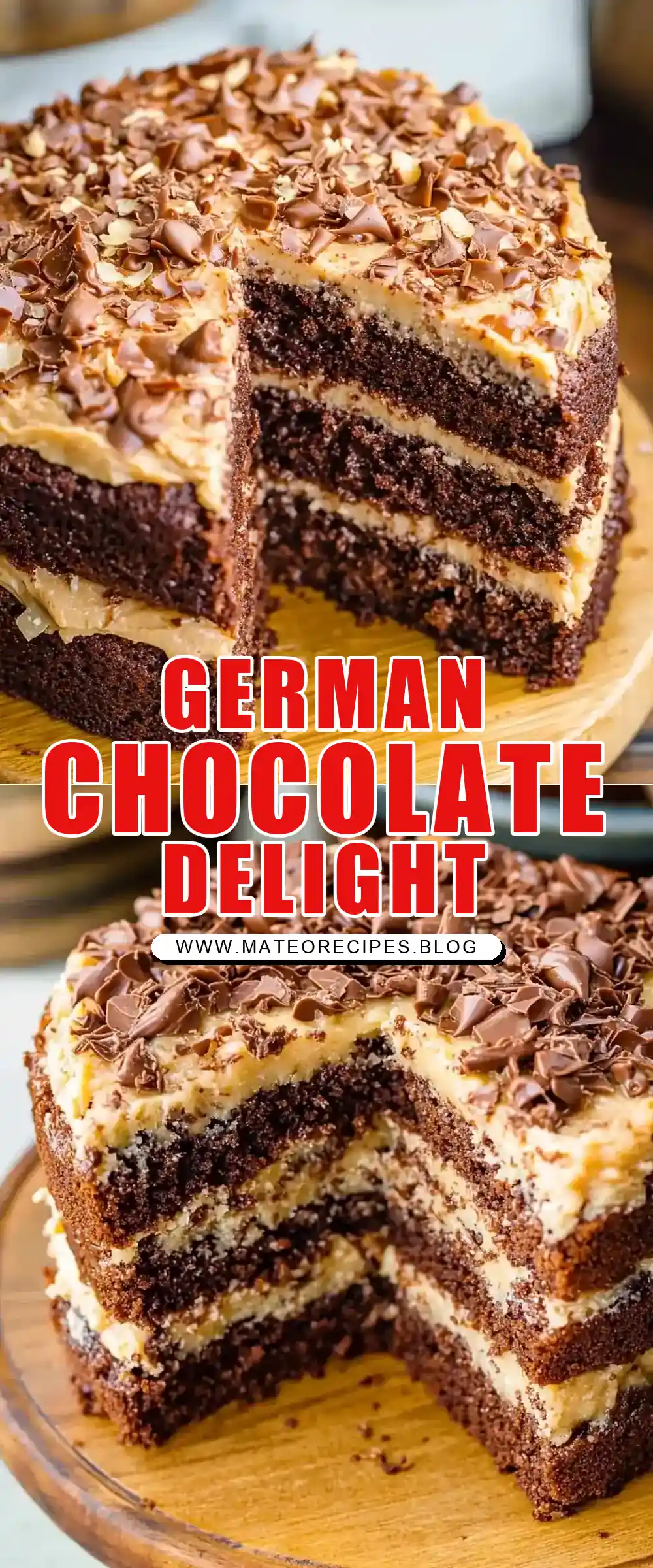 Pinterest pin (Design 1) for German Chocolate Cake Recipe
