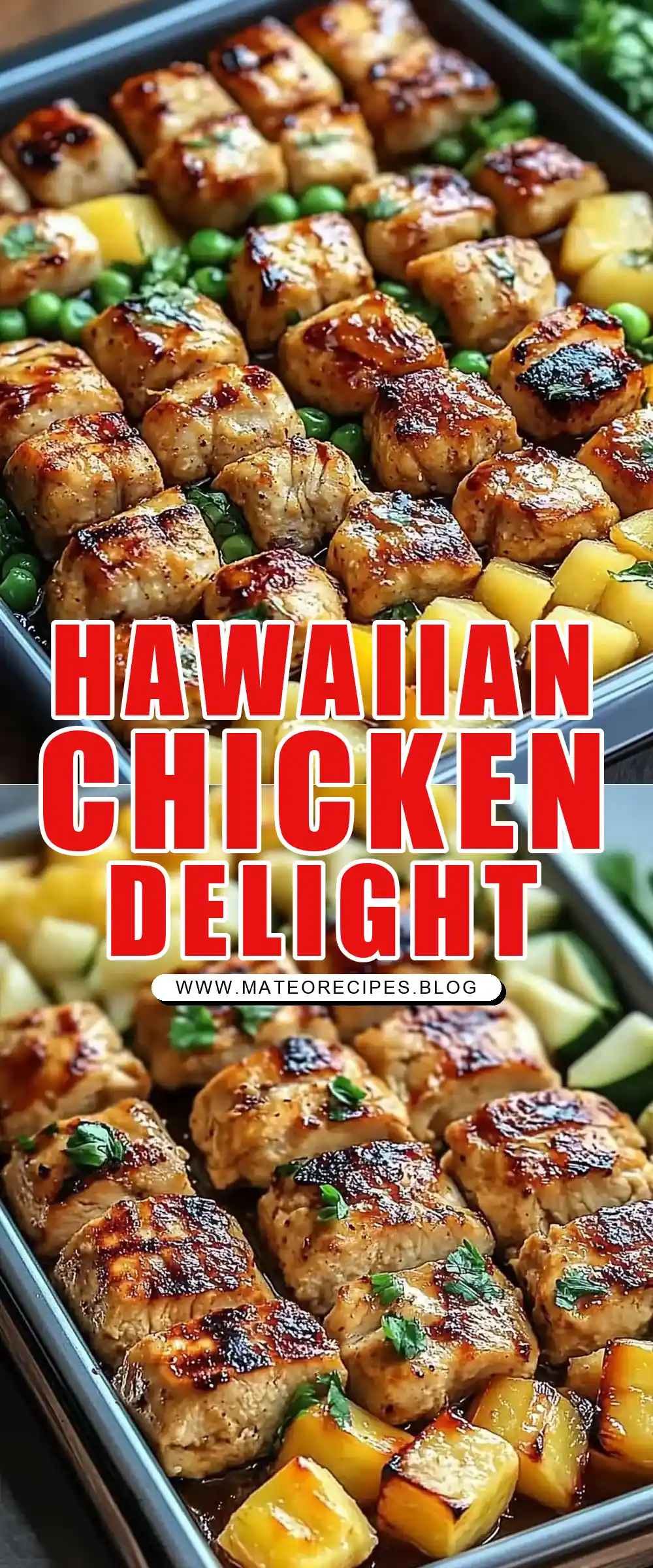 Pinterest pin (Design 1) for Hawaiian Chicken Sheet Pan