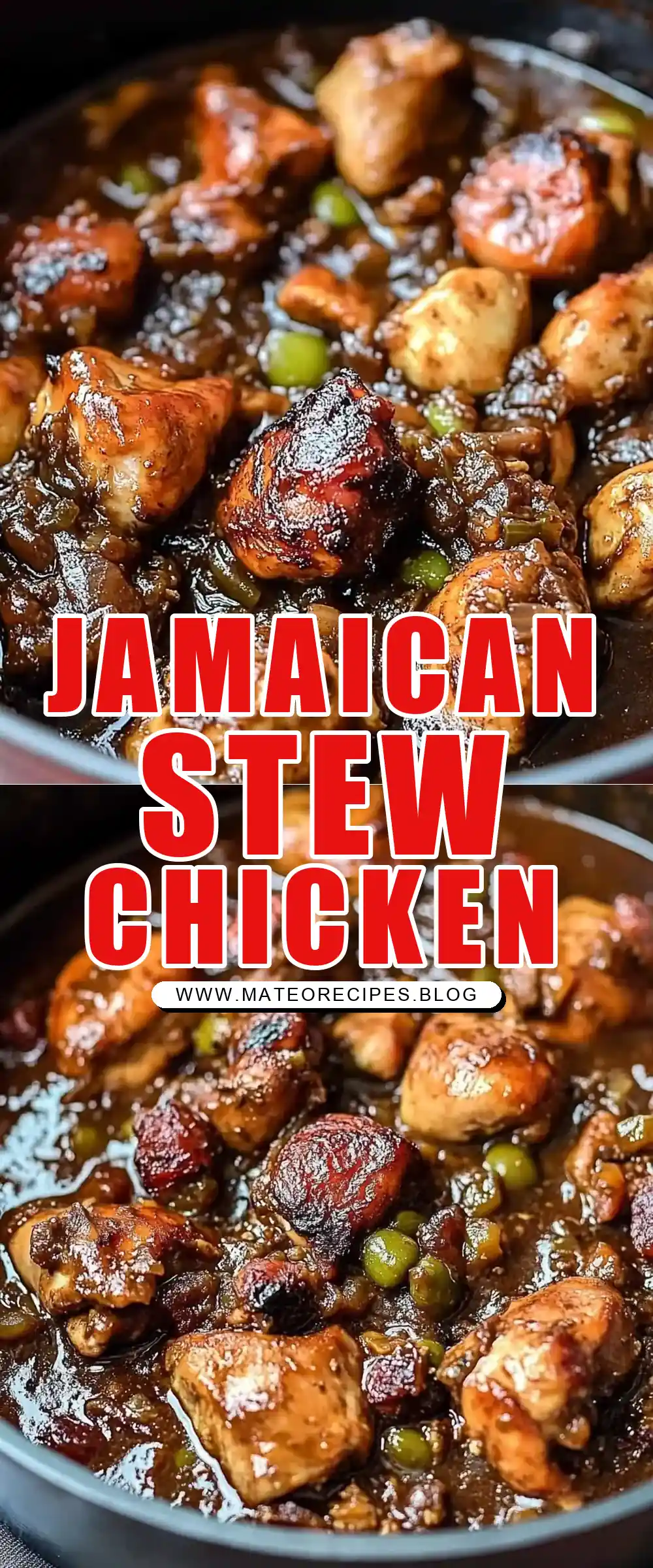 Pinterest pin (Design 1) for Jamaican Brown Stew Chicken