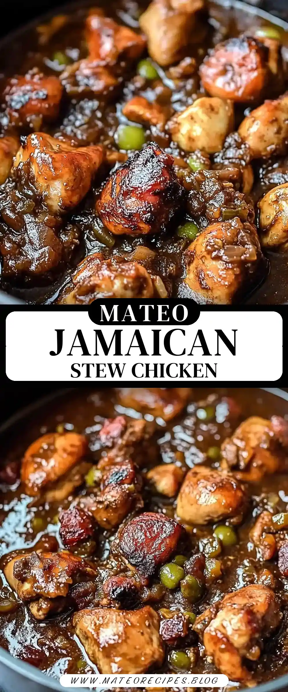 Pinterest pin (Design 3) for Jamaican Brown Stew Chicken