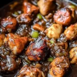 A delicious plate of Jamaican Brown Stew Chicken