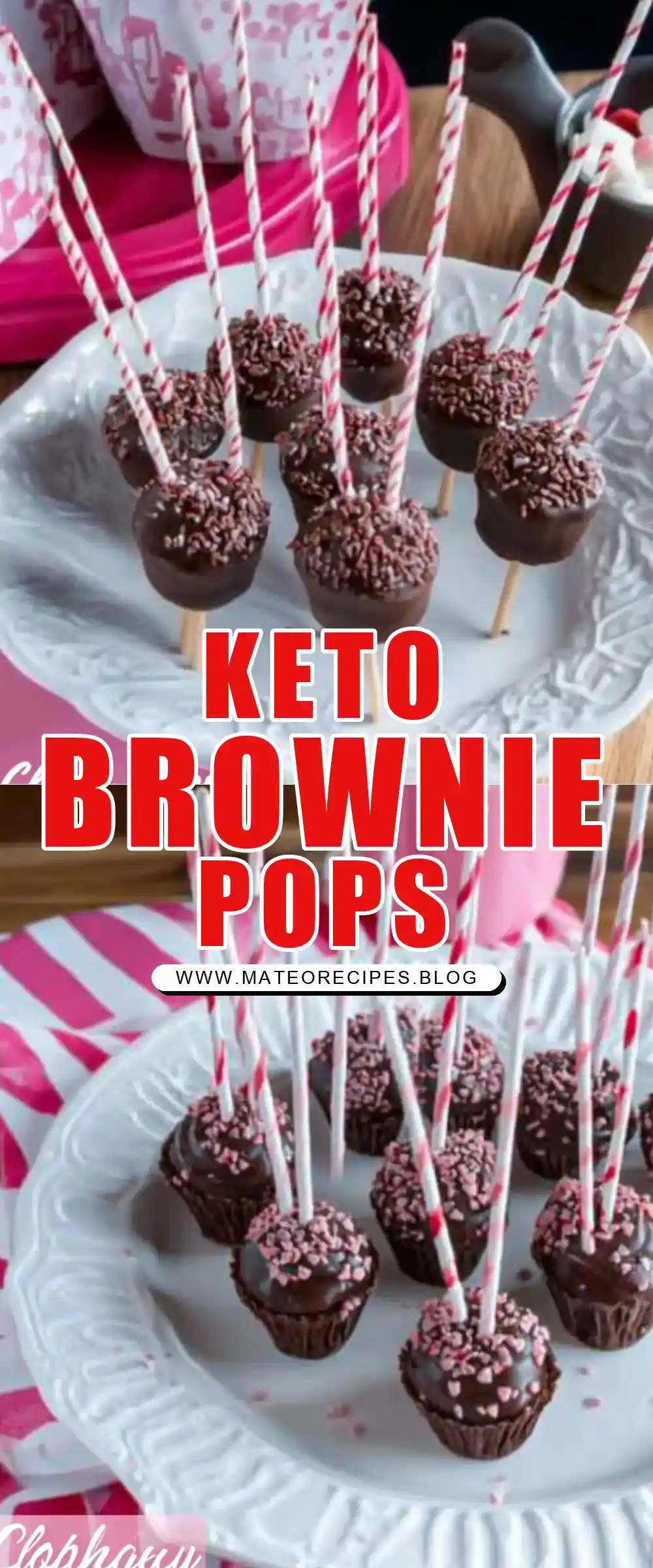 Pinterest pin (Design 1) for Gluten Free Keto Brownie Cake Pops Recipe