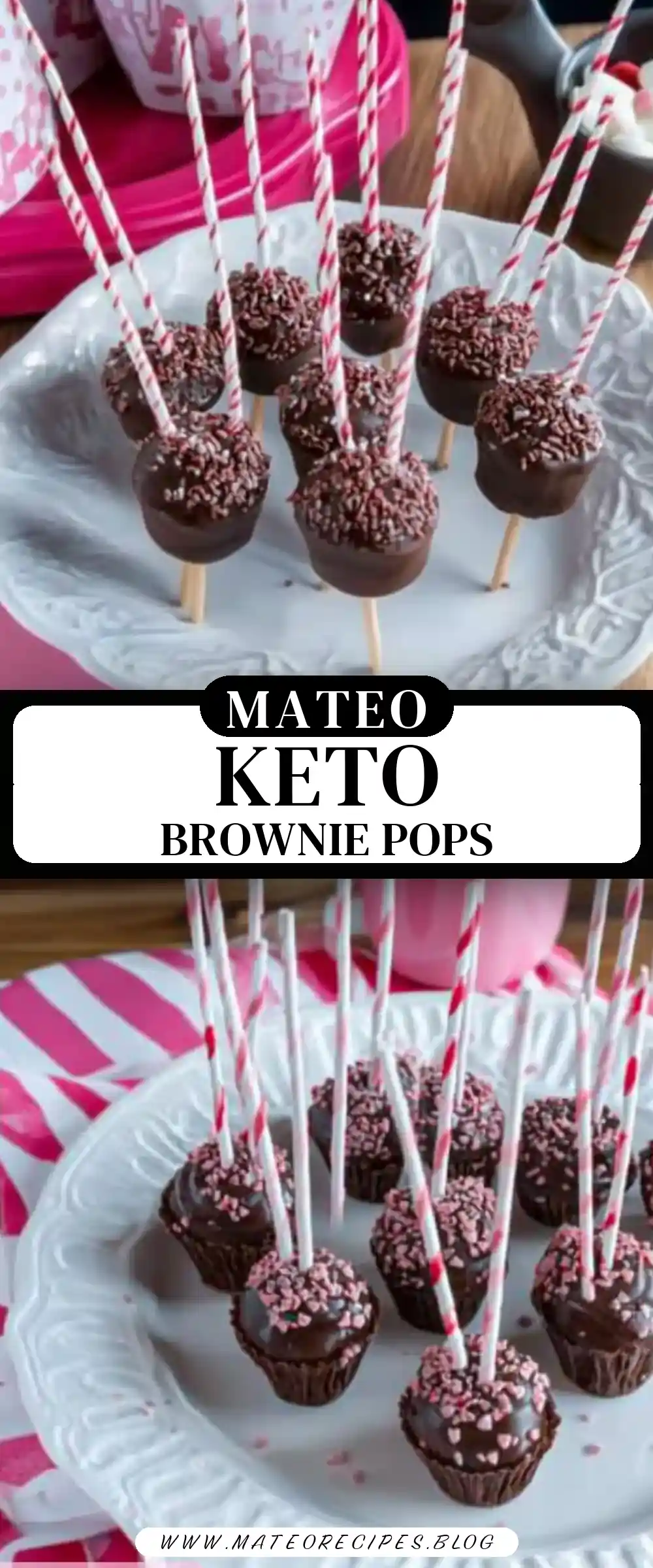 Pinterest pin (Design 3) for Gluten Free Keto Brownie Cake Pops Recipe