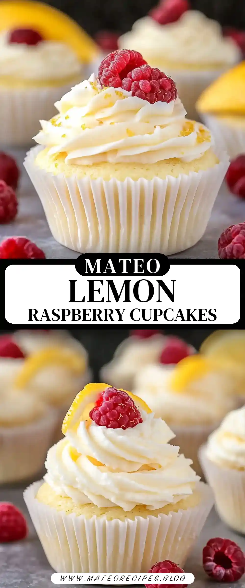Pinterest pin (Design 3) for Lemon and Raspberry Cupcakes