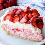 A delicious plate of Low Carb No Bake Strawberry Cream Pie