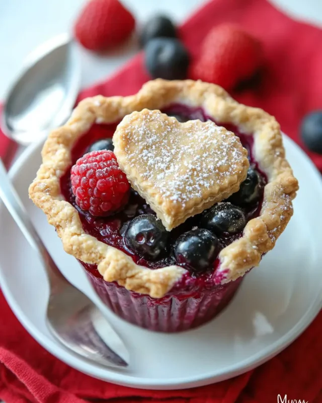A delicious plate of Mixed Berry Mini Pies