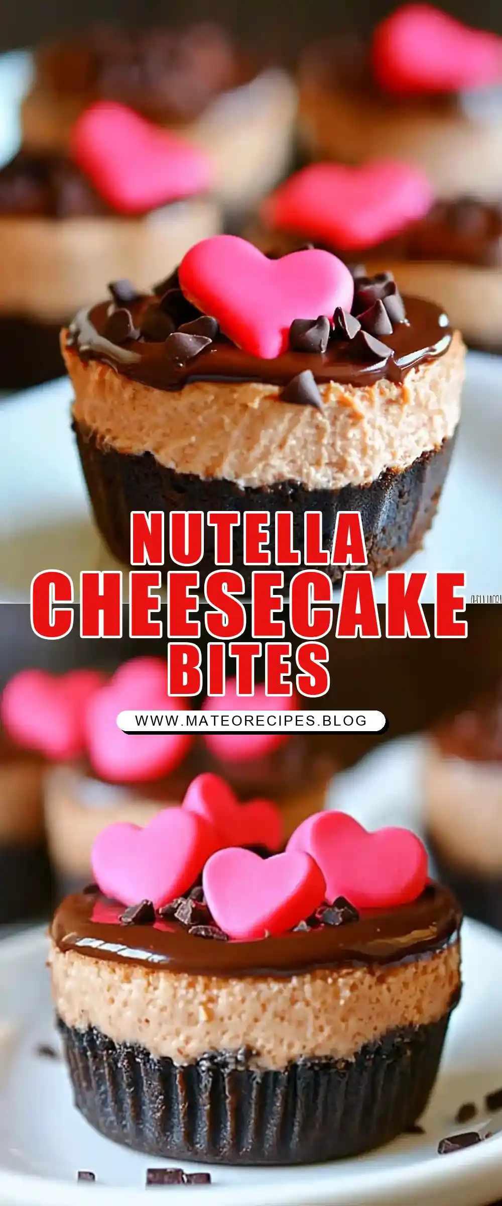 Pinterest pin (Design 1) for Nutella Mini Cheesecakes