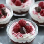 A delicious plate of No-Bake Chocolate Raspberry Cheesecakes