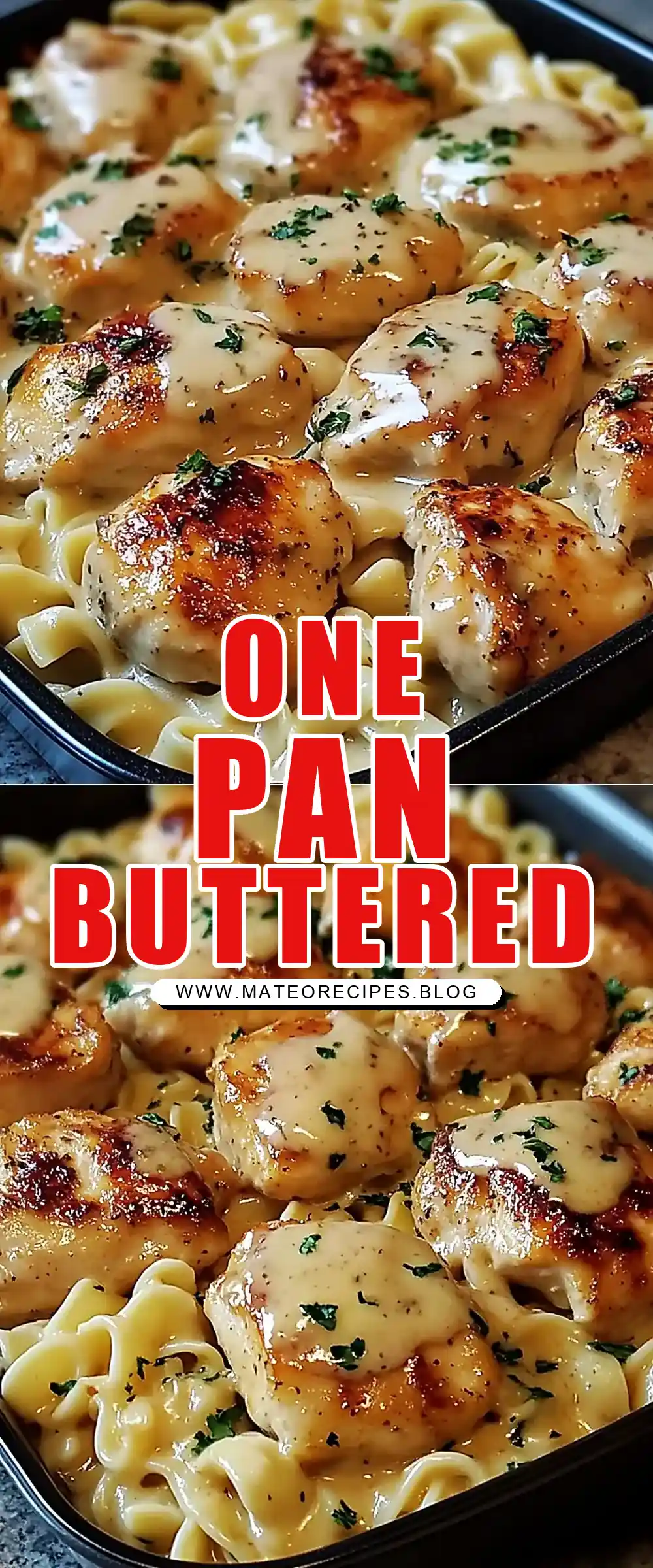 Pinterest pin (Design 1) for One-Pan Chicken with Buttered Noodles