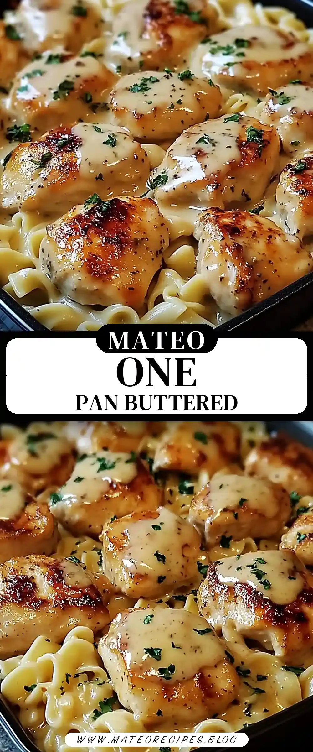 Pinterest pin (Design 3) for One-Pan Chicken with Buttered Noodles