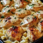 A delicious plate of One-Pan Chicken with Buttered Noodles