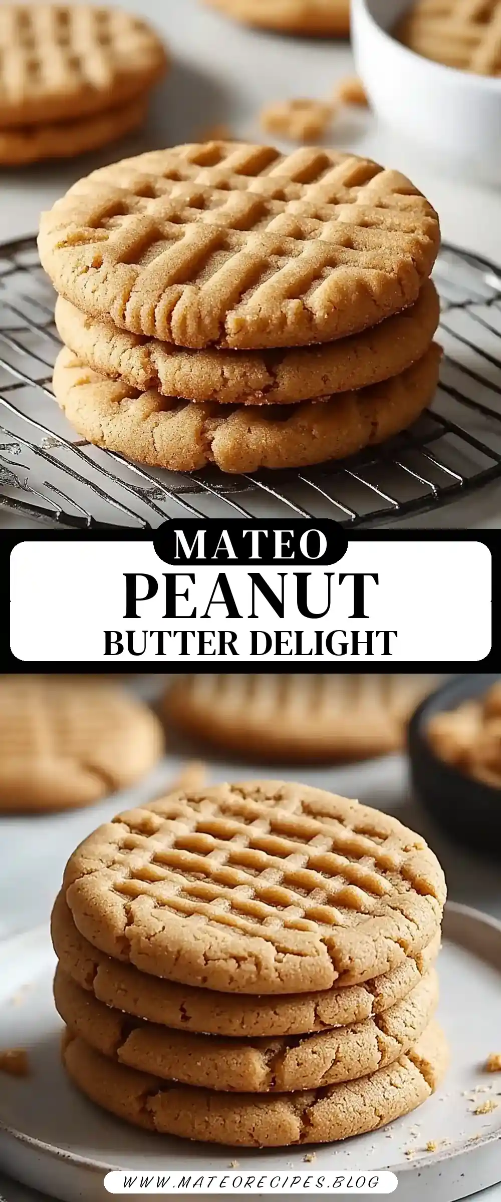 Pinterest pin (Design 3) for Peanut Butter Cookies Recipe