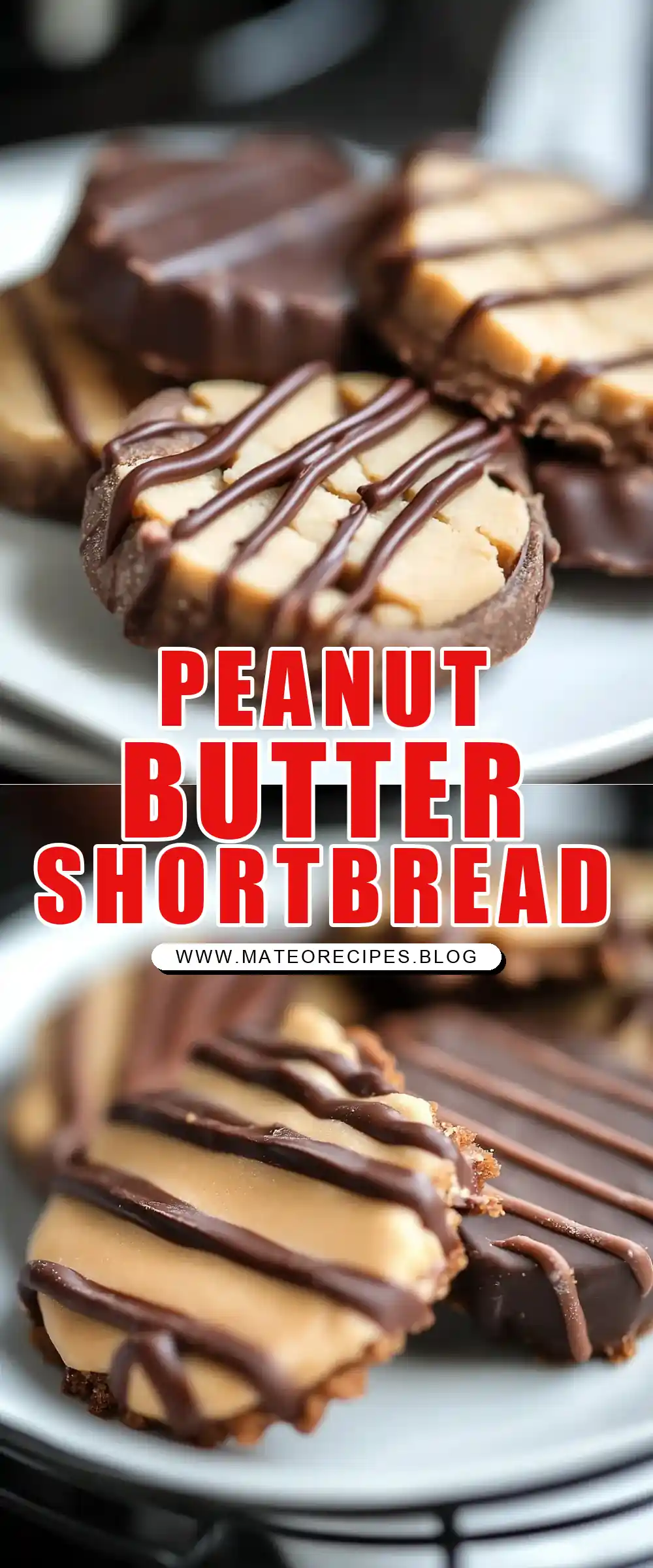 Pinterest pin (Design 1) for Peanut Butter Chocolate Shortbread Cookies