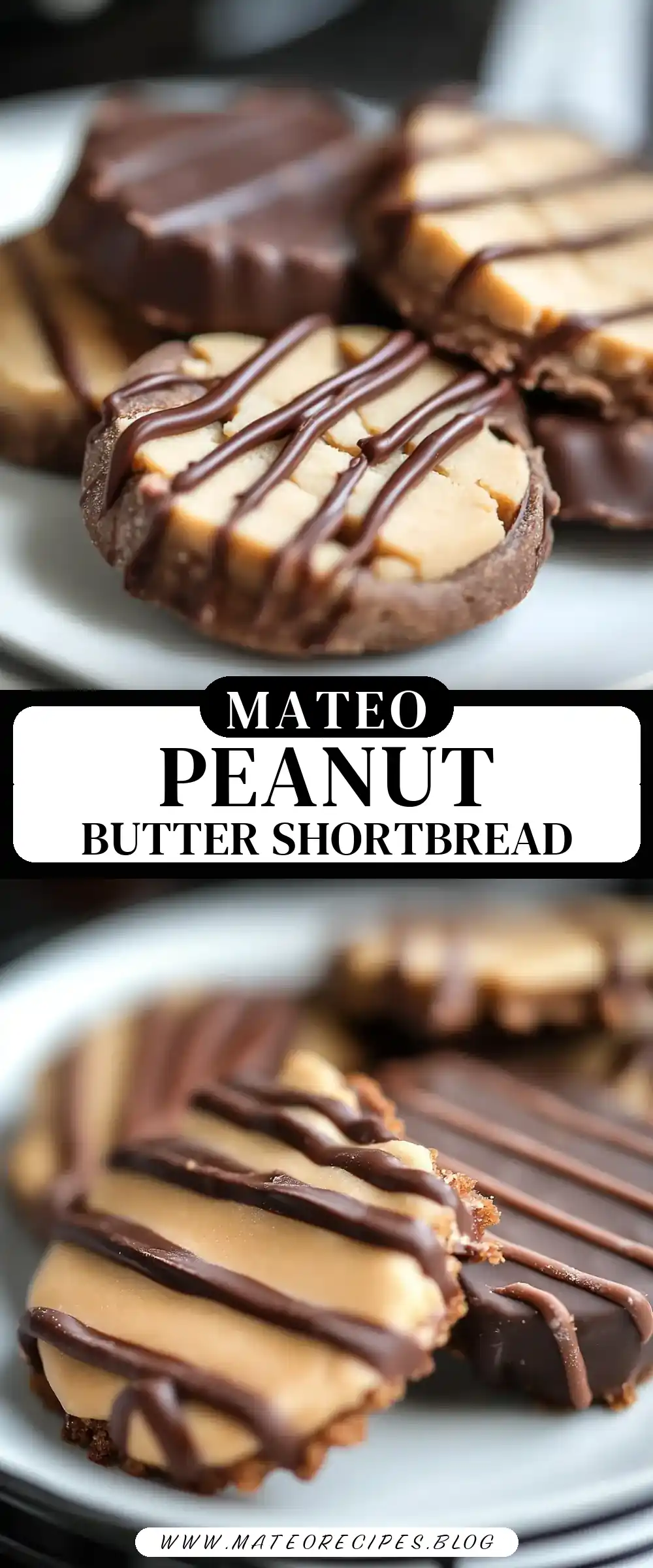 Pinterest pin (Design 3) for Peanut Butter Chocolate Shortbread Cookies