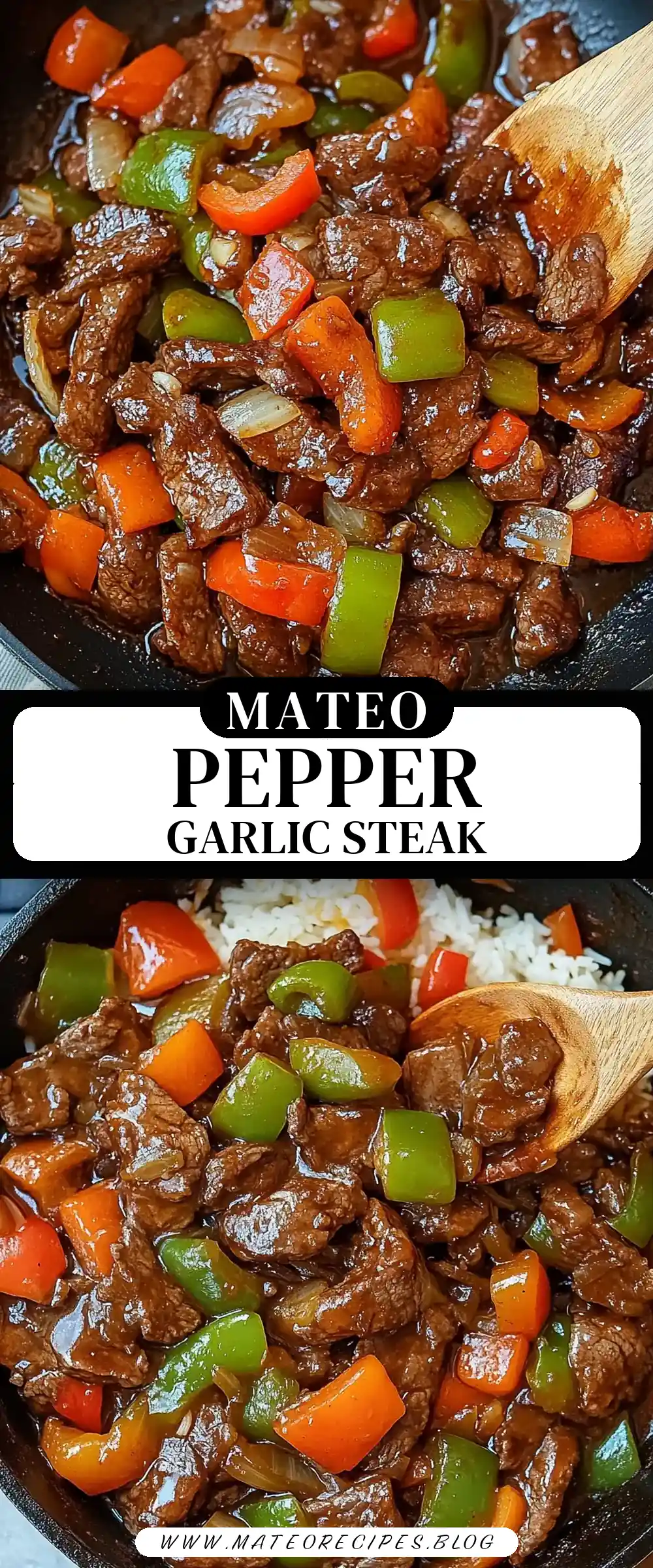 Pinterest pin (Design 3) for Pepper Steak with Garlic Rice