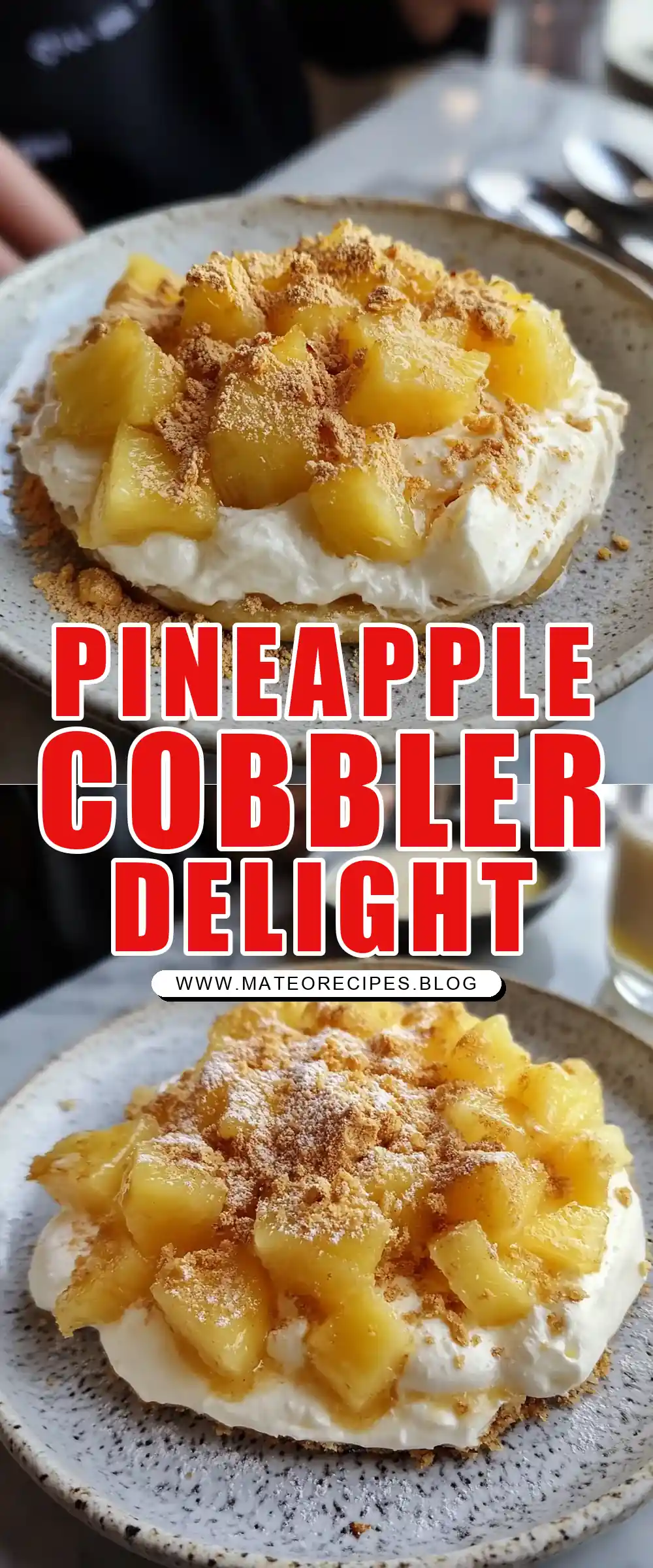 Pinterest pin (Design 1) for Pineapple Cream Cheese Cobbler