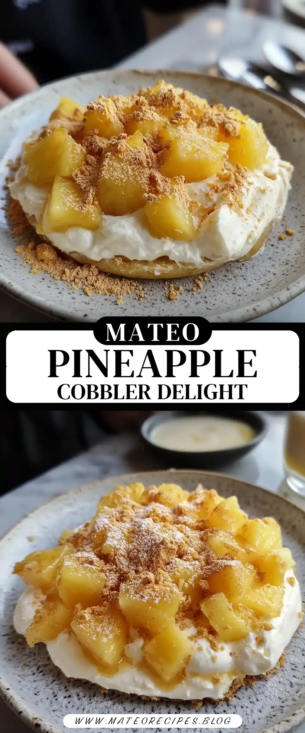 Pinterest pin (Design 3) for Pineapple Cream Cheese Cobbler