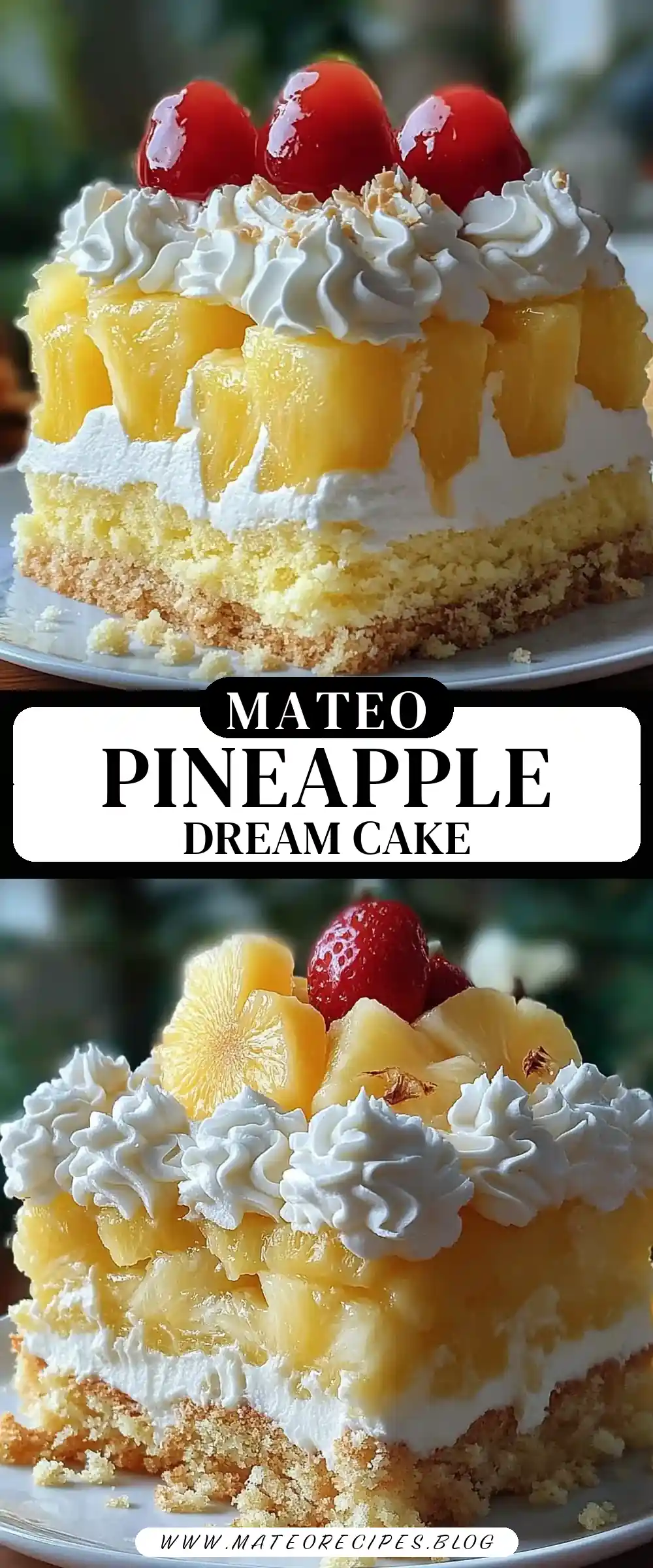 Pinterest pin (Design 3) for Pineapple Heaven Cake