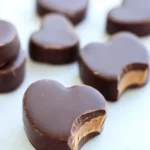 A delicious plate of Peanut Butter Chocolate Hearts (Homemade Reese's)