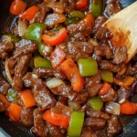 A delicious plate of Pepper Steak with Garlic Rice