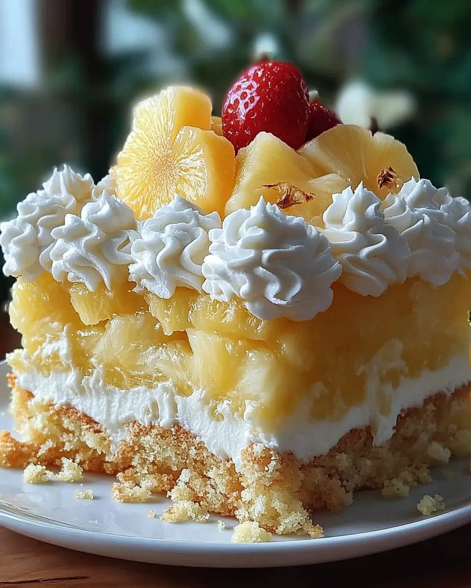 A delicious plate of Pineapple Heaven Cake