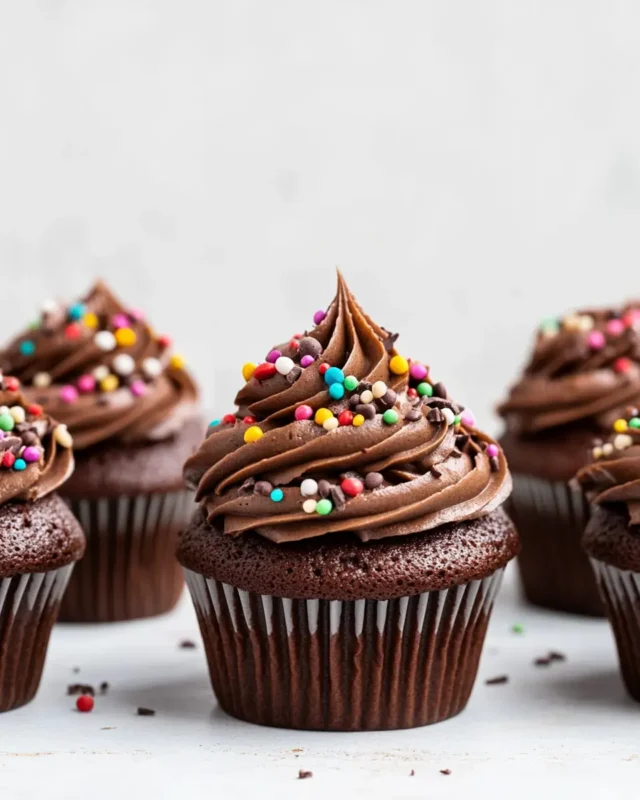 A delicious plate of Quick & Easy Chocolate Cupcakes