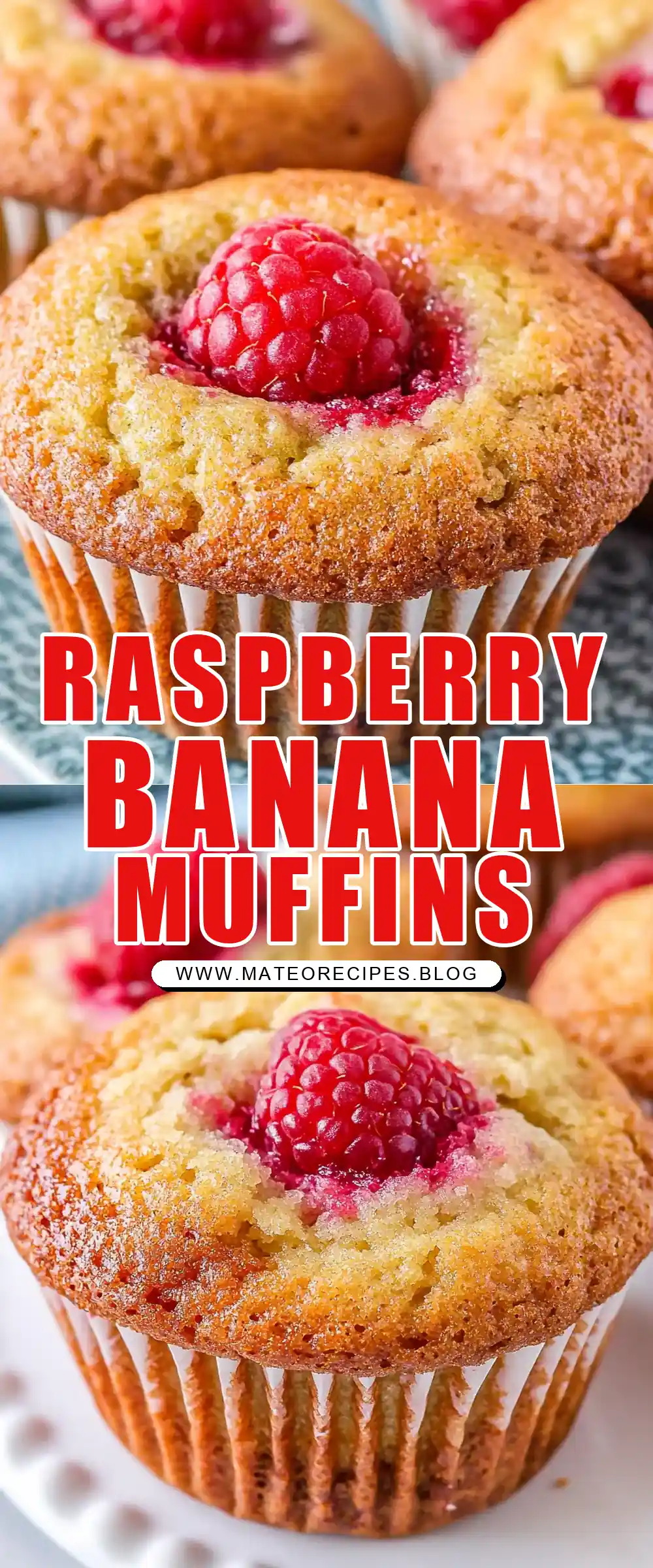 Pinterest pin (Design 1) for Banana Raspberry Muffins