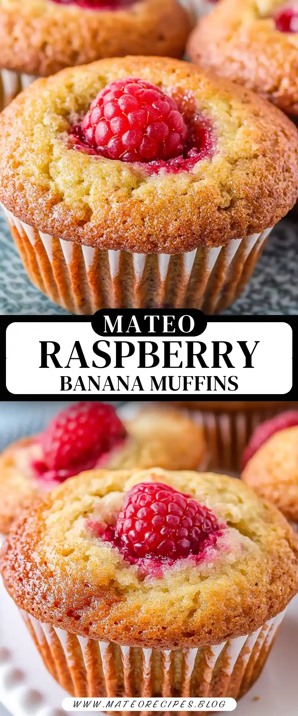 Pinterest pin (Design 3) for Banana Raspberry Muffins