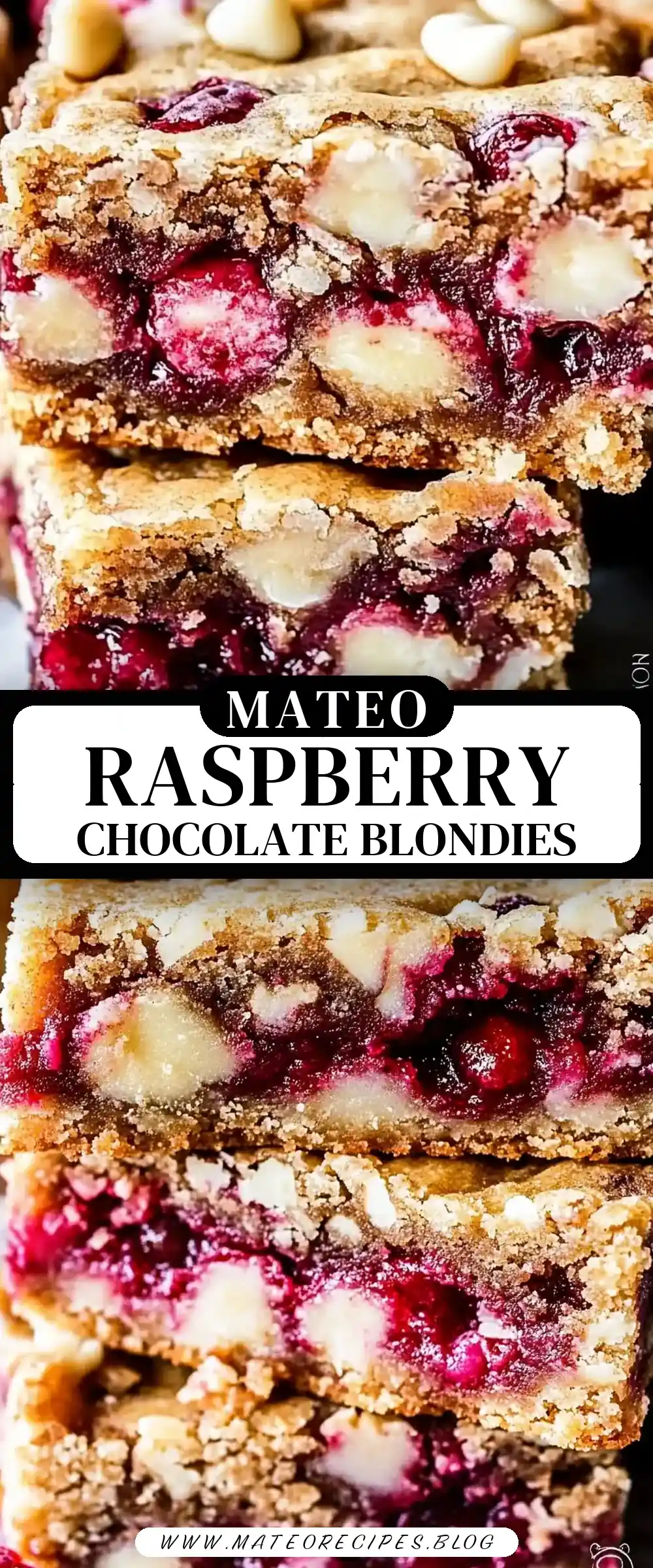 Pinterest pin (Design 3) for Raspberry White Chocolate Blondies