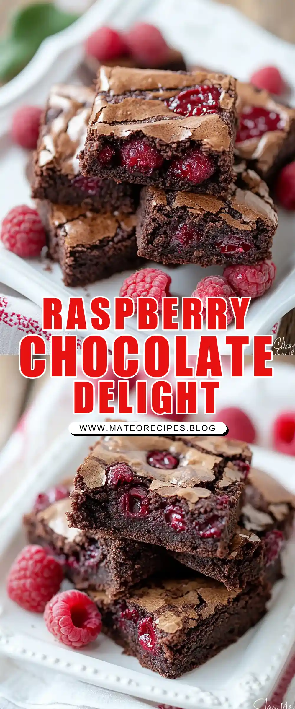 Pinterest pin (Design 1) for Raspberry Brownies