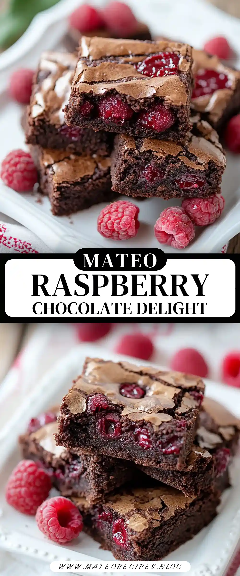 Pinterest pin (Design 3) for Raspberry Brownies