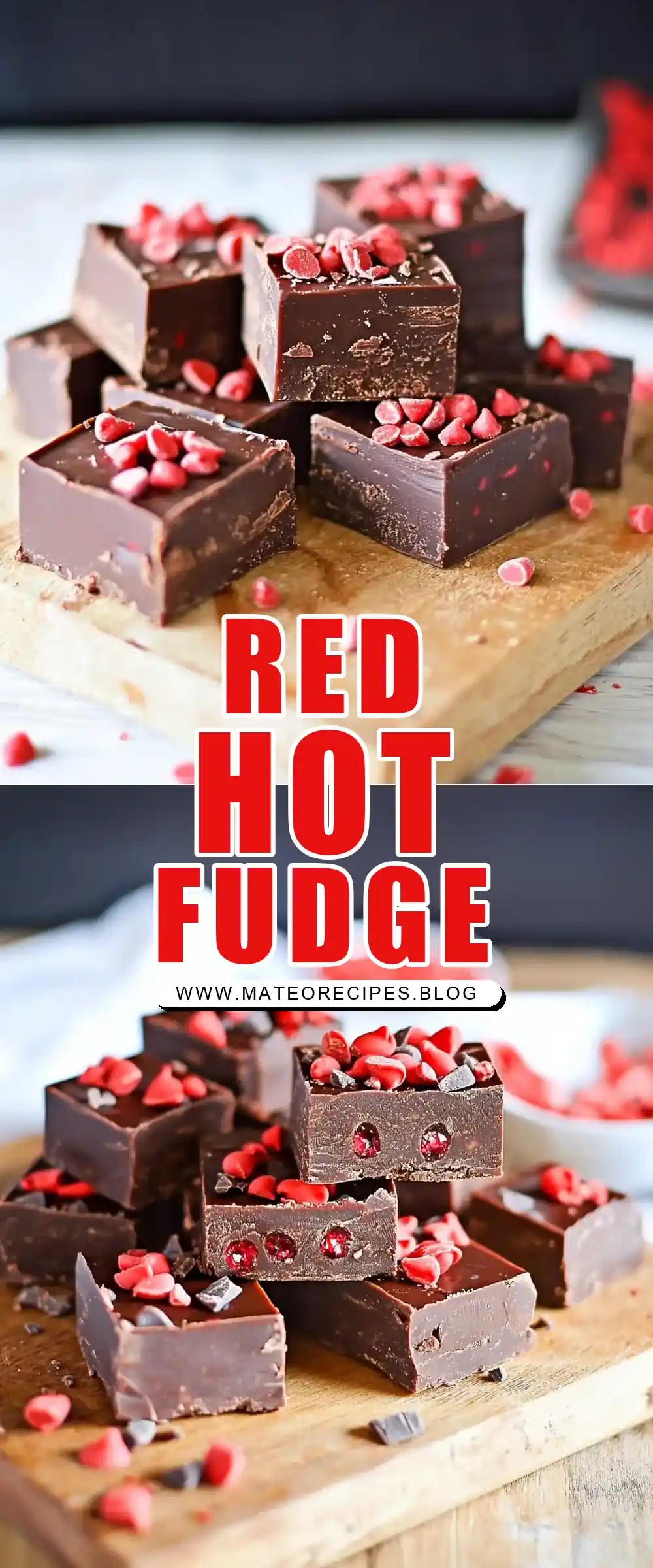 Pinterest pin (Design 1) for Red Hot Dark Chocolate Fudge
