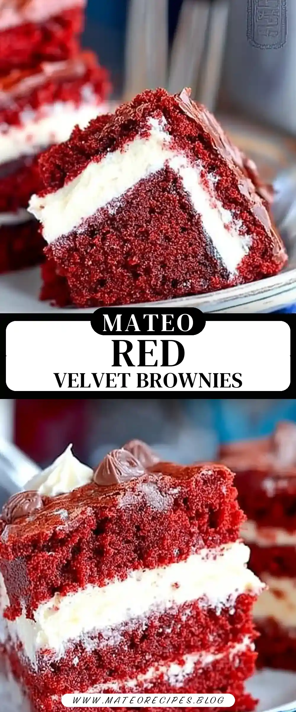 Pinterest pin (Design 3) for Red Velvet Cream Cheese Brownies