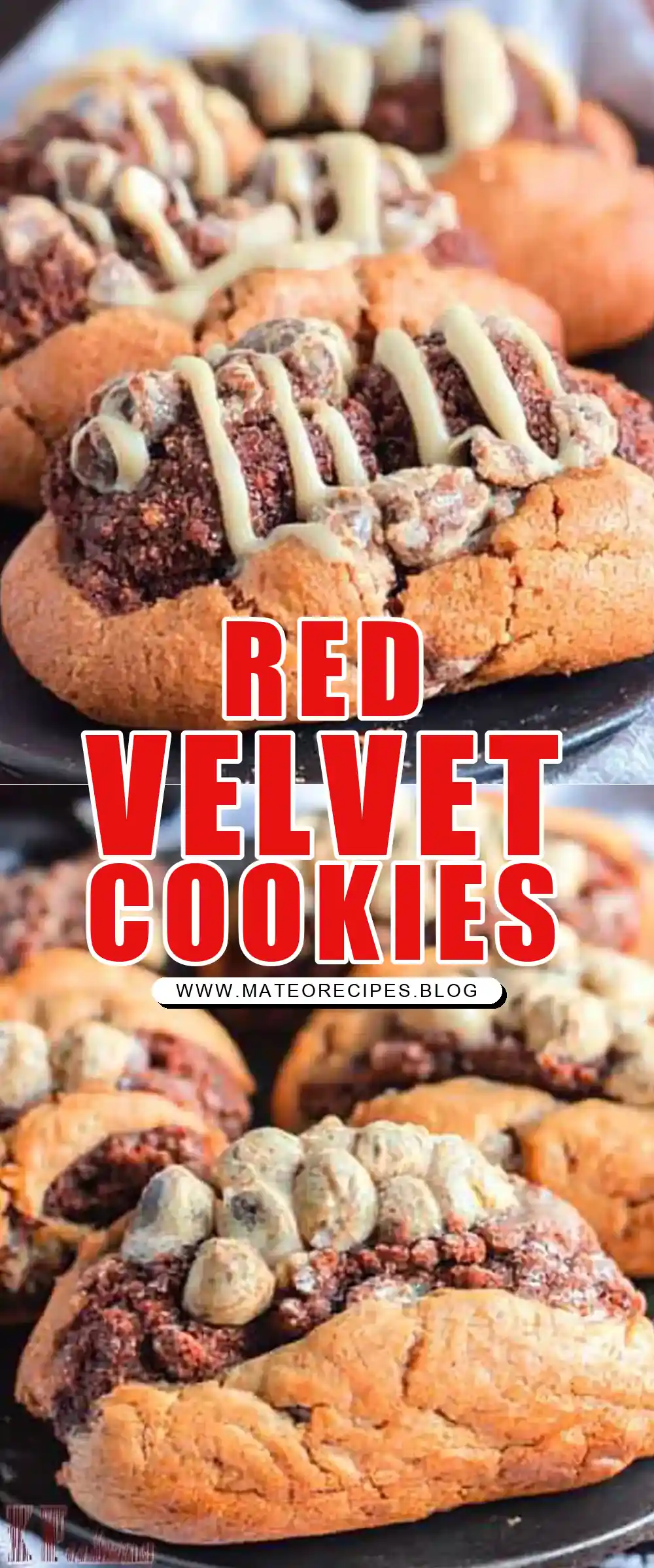 Pinterest pin (Design 1) for Red Velvet Cake Mix Cookies